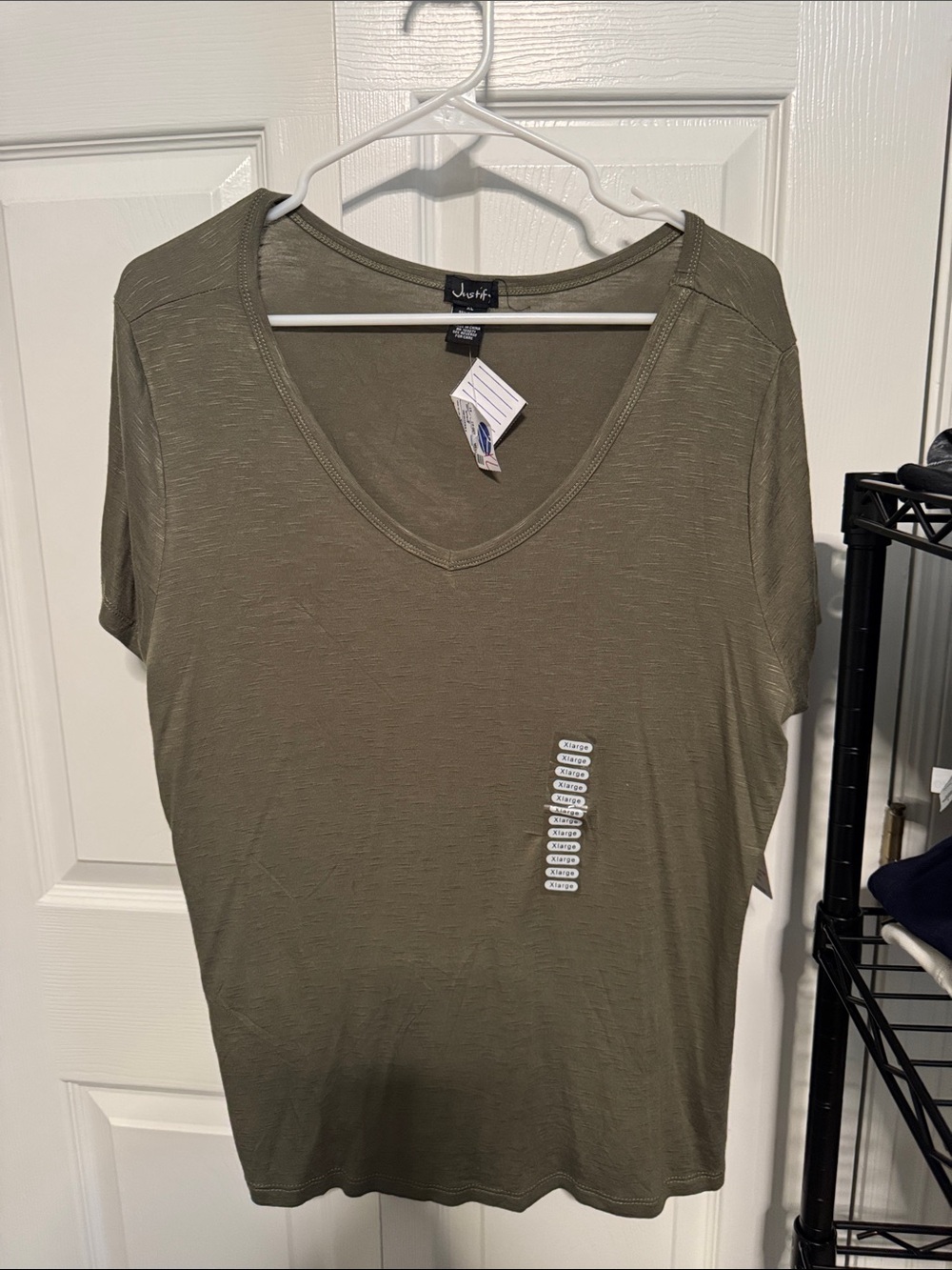 Justify Olive V-Neck Short Sleeve Tee